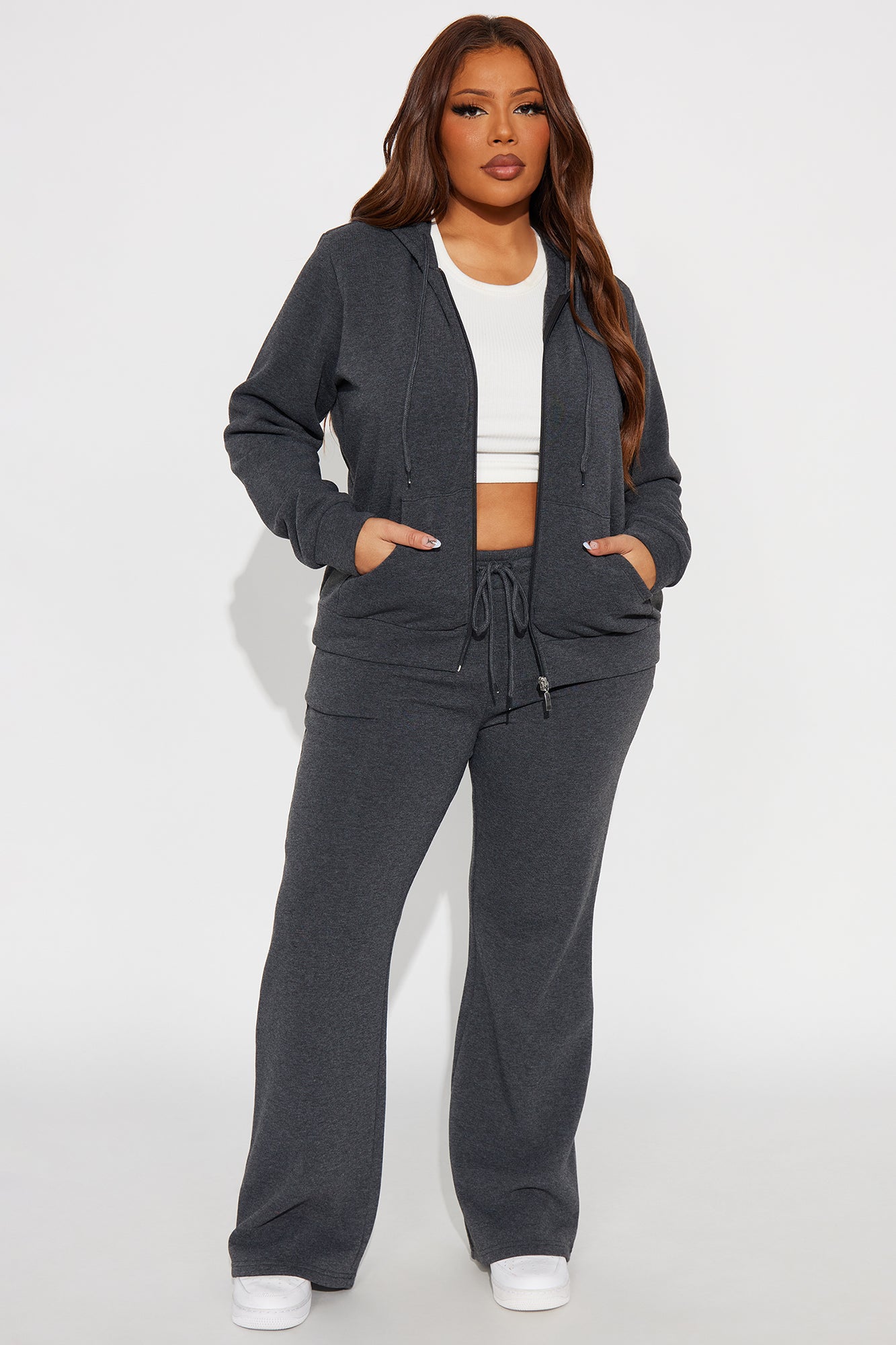 Candice Zip Up Hoodie - Charcoal