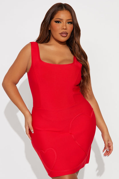 Hearts Up Bandage Mini Dress - Red