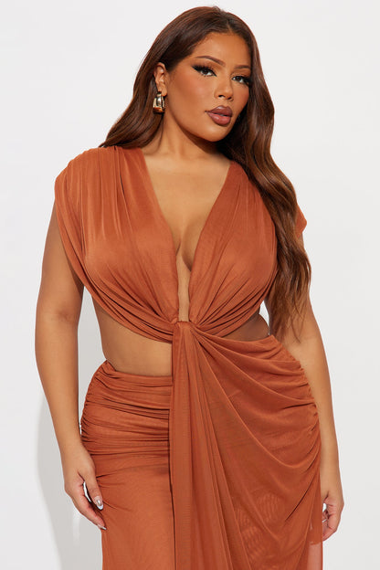 Passion Fruit Mesh Maxi Dress - Rust