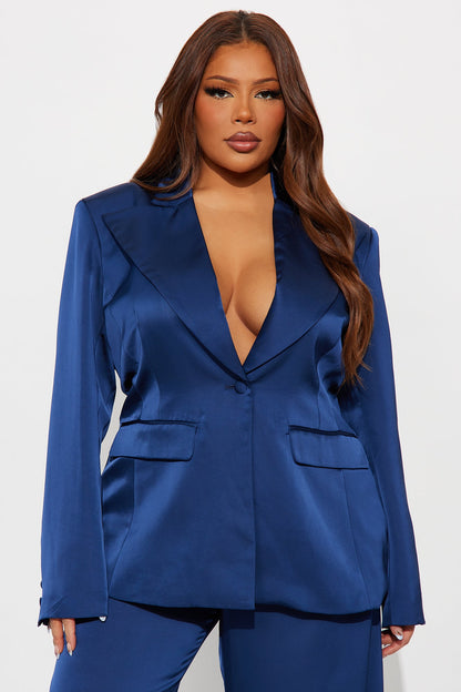 Blaire Open Back Blazer Pant Set - Navy