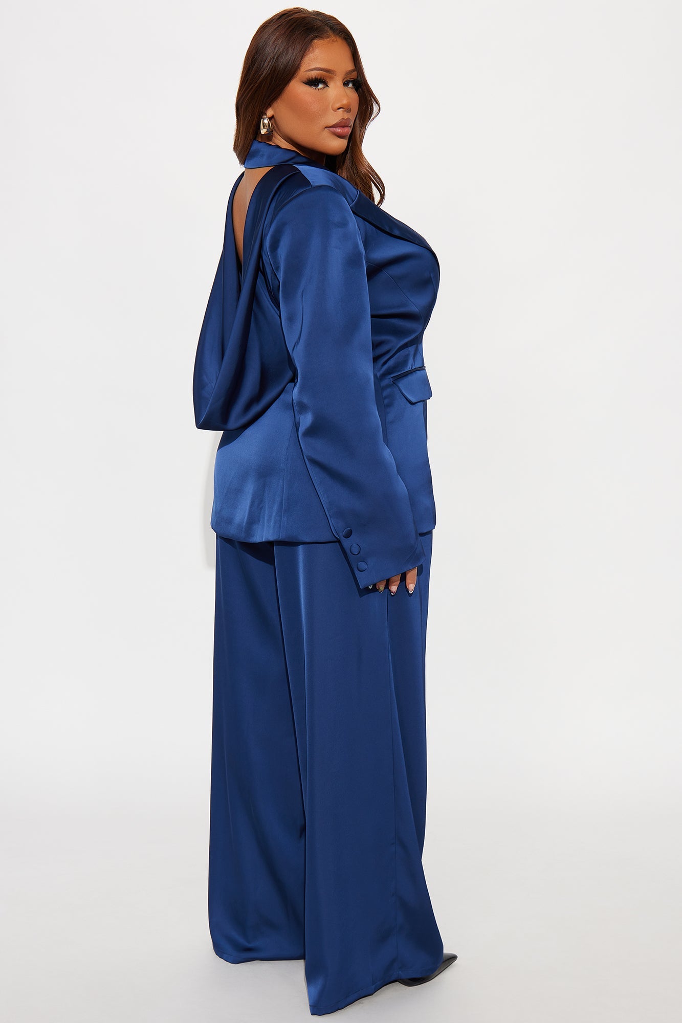 Blaire Open Back Blazer Pant Set - Navy