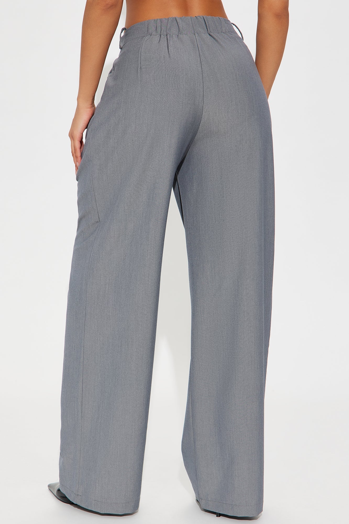 Mariza Mid Rise Wide Leg Trouser Pant 31 - Grey