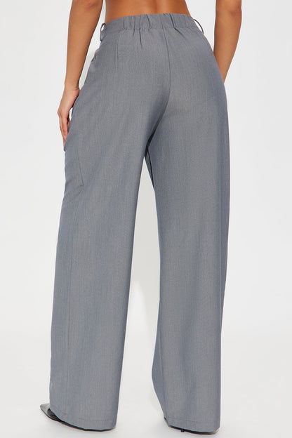 Mariza Mid Rise Wide Leg Trouser Pant 31 - Grey