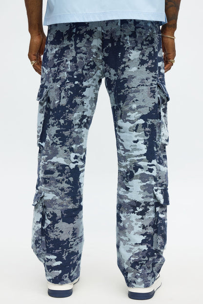 Baggy Nocturne Tapestry Cargo Pants - Blue/combo