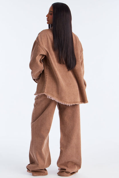 Audrey Denim Pant Set - Brown