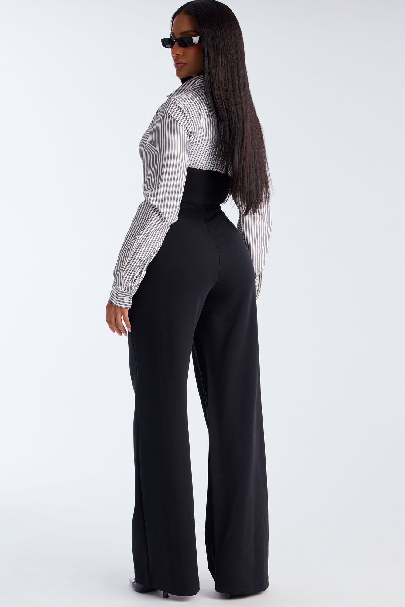 Paola Pinstripe Wide Leg Jumpsuit - Black/combo