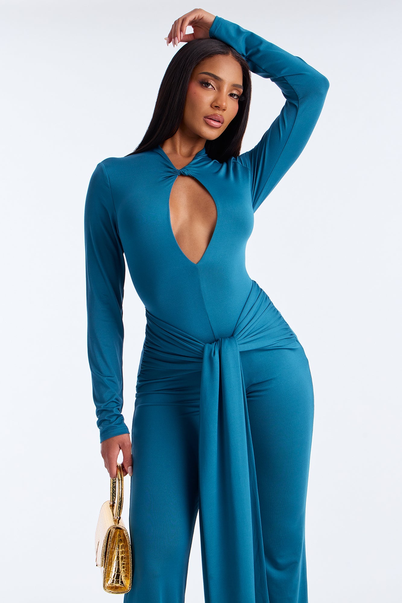 Nayla Long Sleeve Jumpsuit - Teal