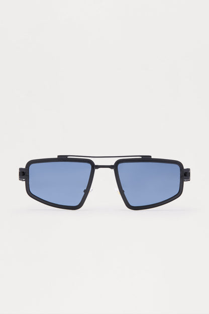 Engineered Aviator Metal Frame Sunglasses - Black