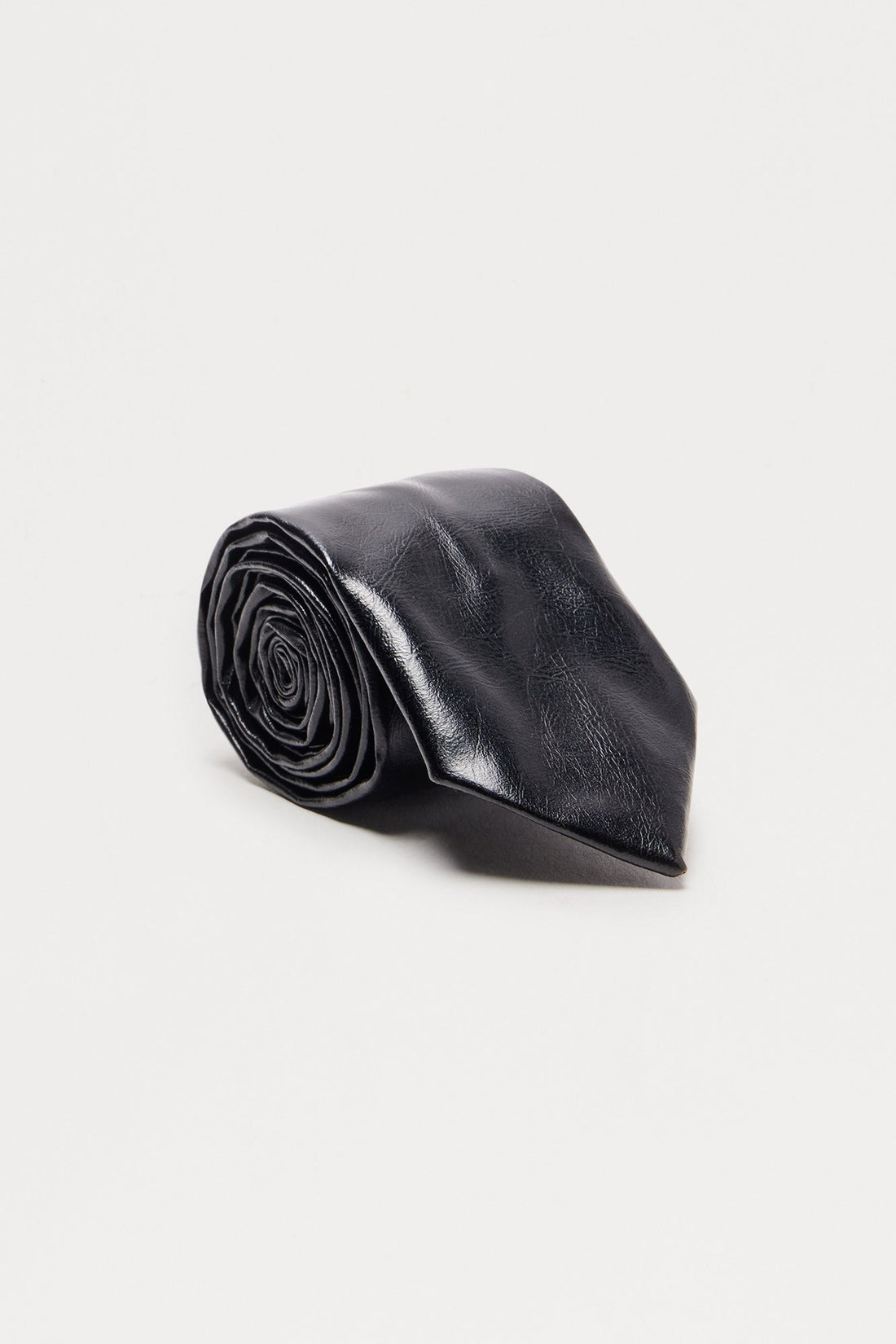 Sleek Style Faux Leather Tie - Black