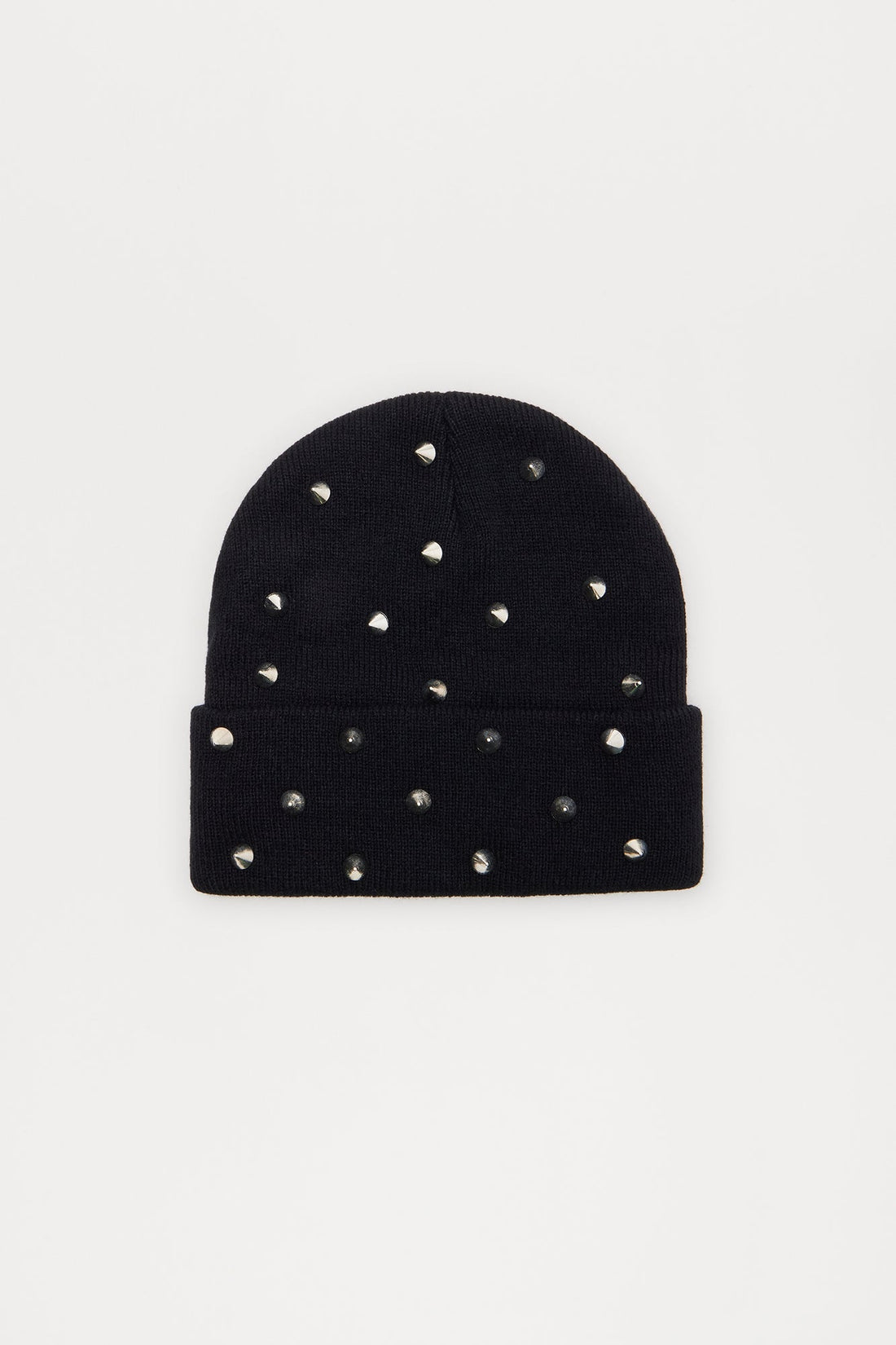 All Over Stud Ribbed Beanie - Black