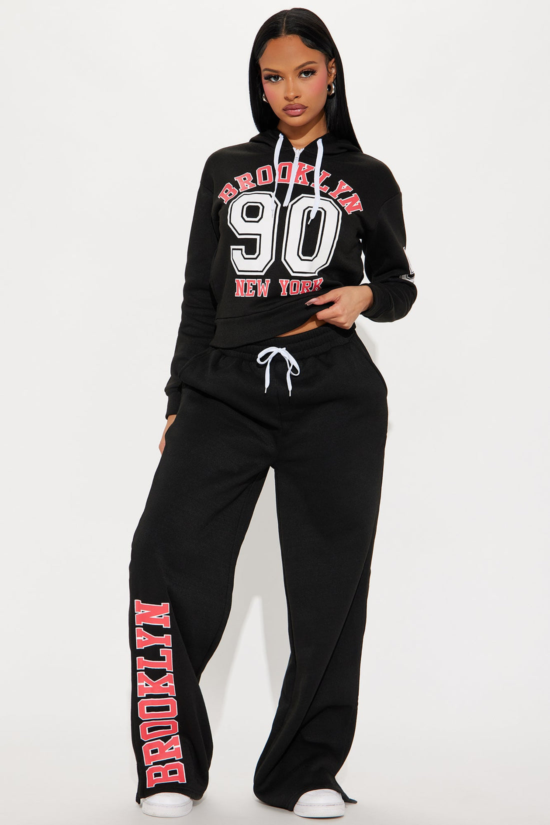 Brooklyn NY Fleece Pant Set - Black/Red
