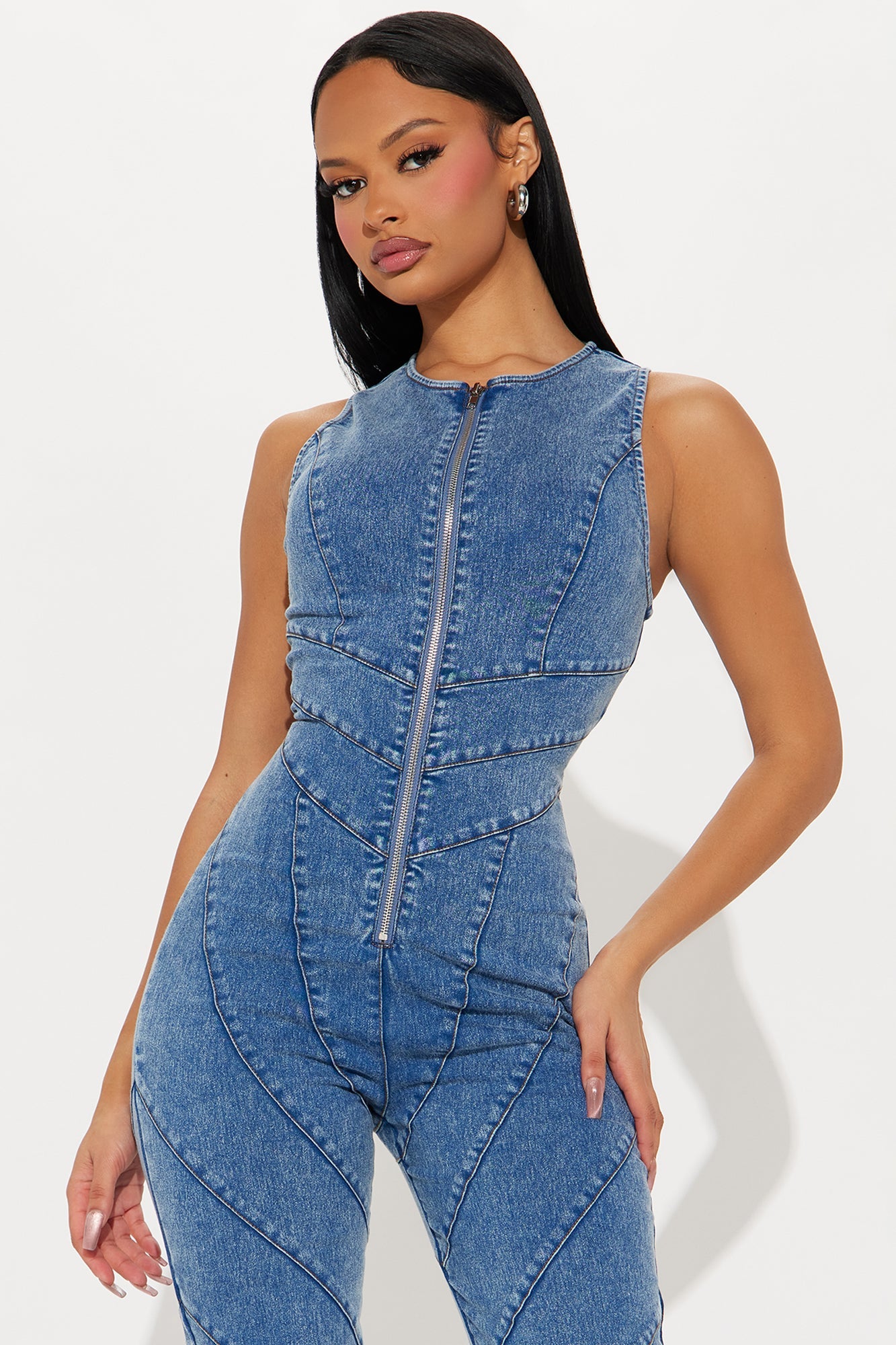 Southwest Denim Jumpsuit - Medium Wash