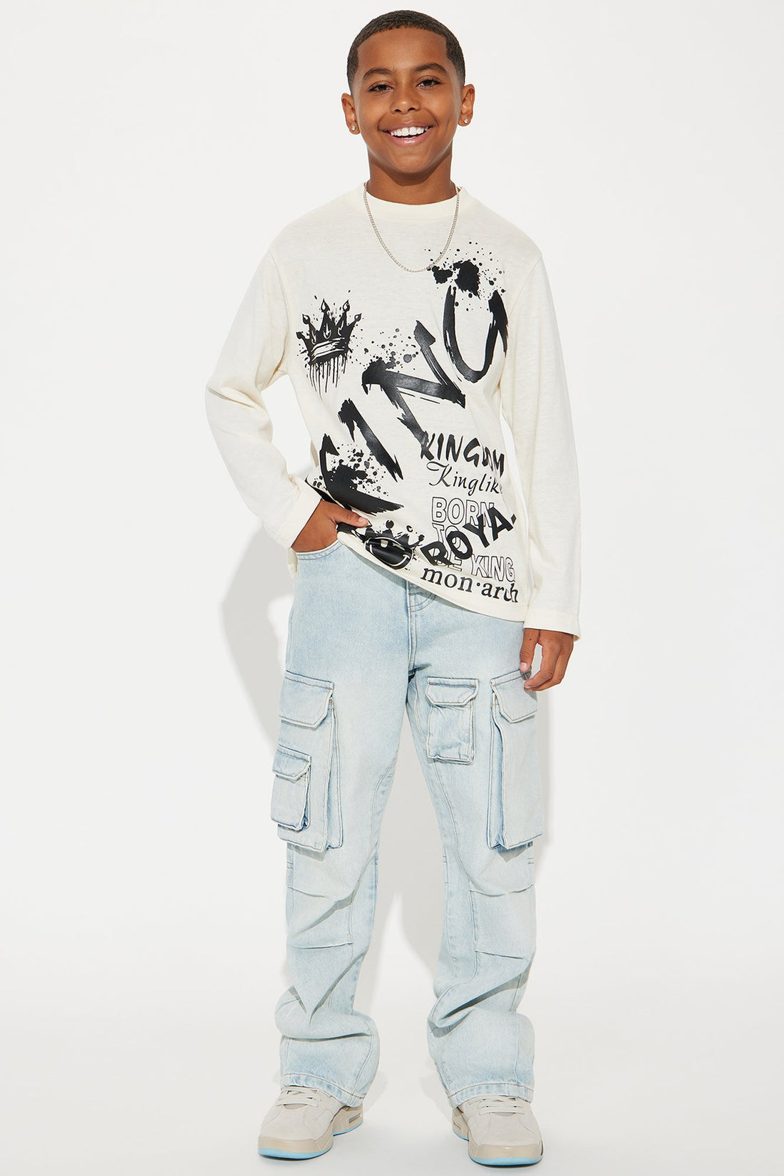 Mini King Values Print Long Sleeve Tee - Sand