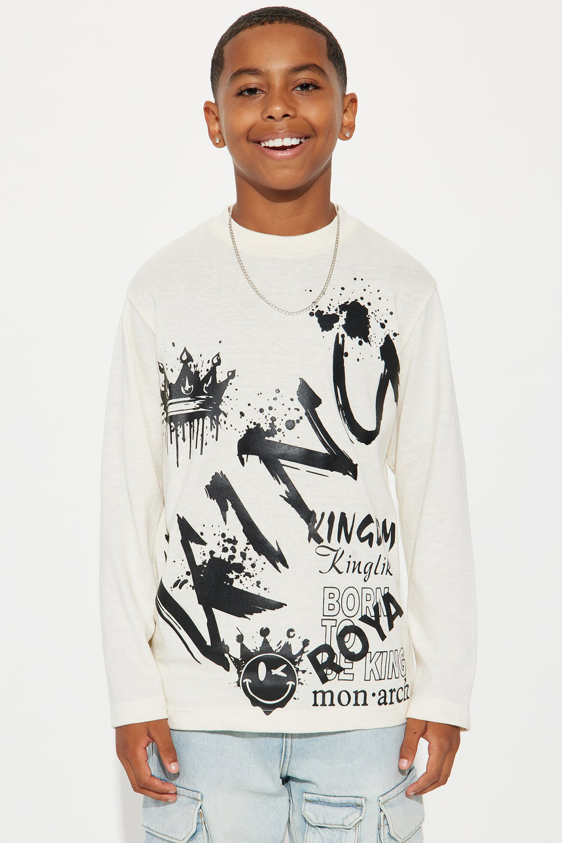 Mini King Values Print Long Sleeve Tee - Sand