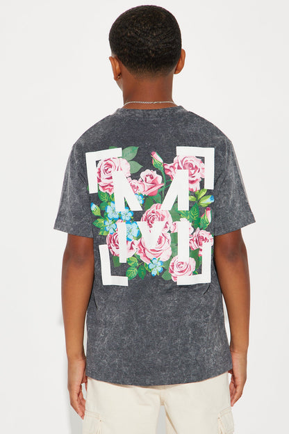 Mini Mysteriously Bloomed Print T-Shirt - Black