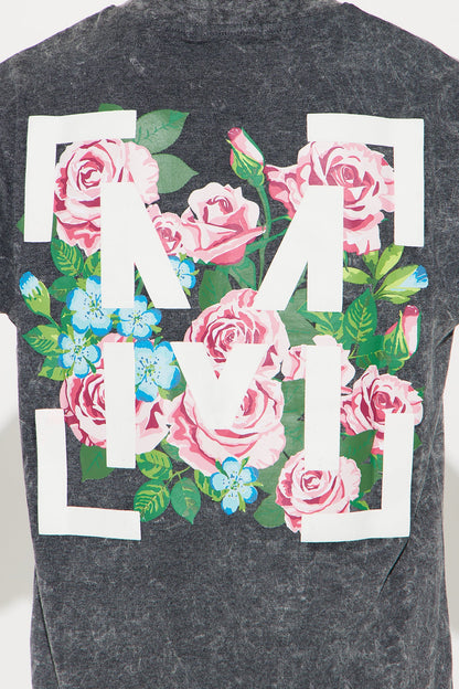 Mini Mysteriously Bloomed Print T-Shirt - Black