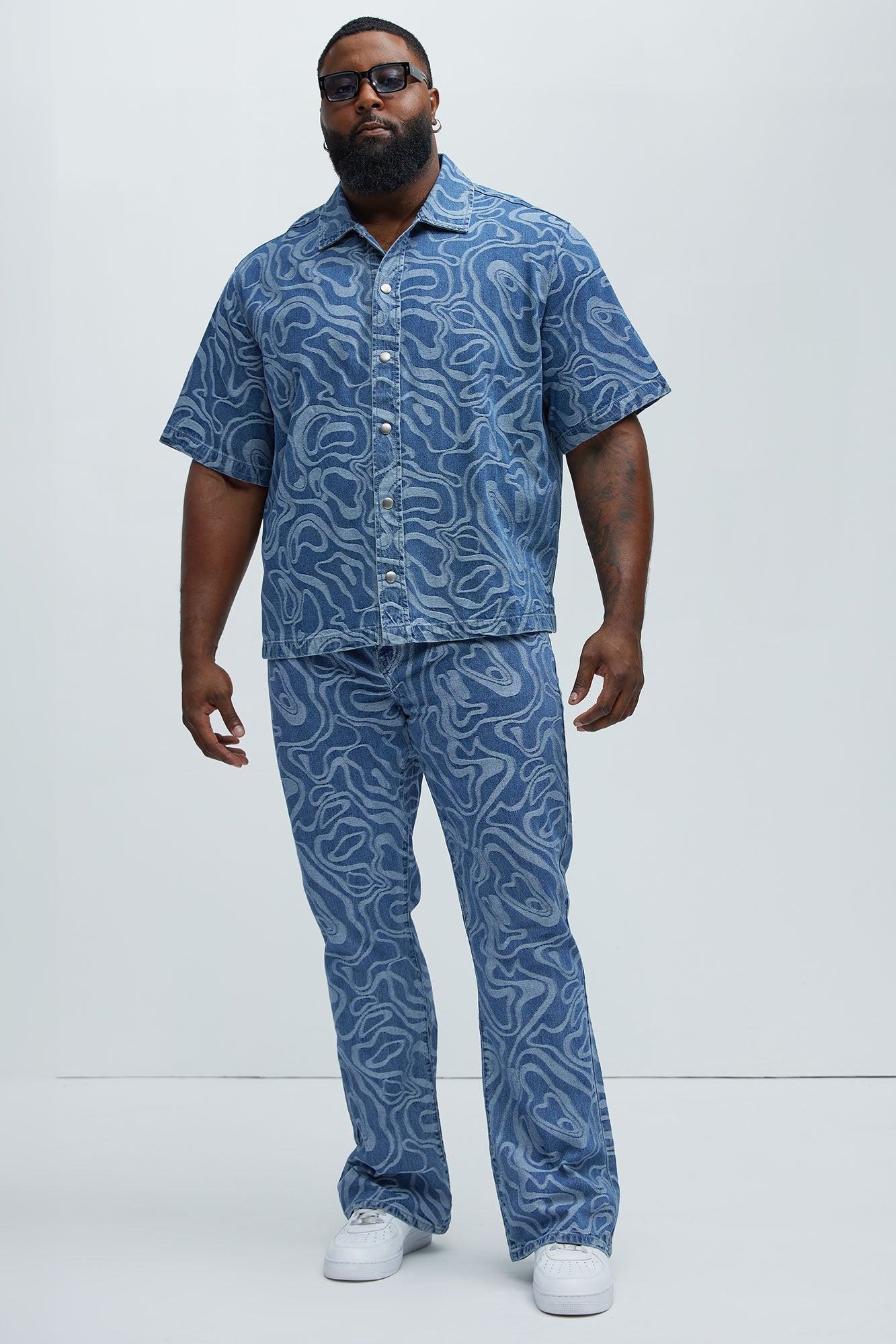 Fingerprints Swirl Denim Shirt - Medium Blue Wash
