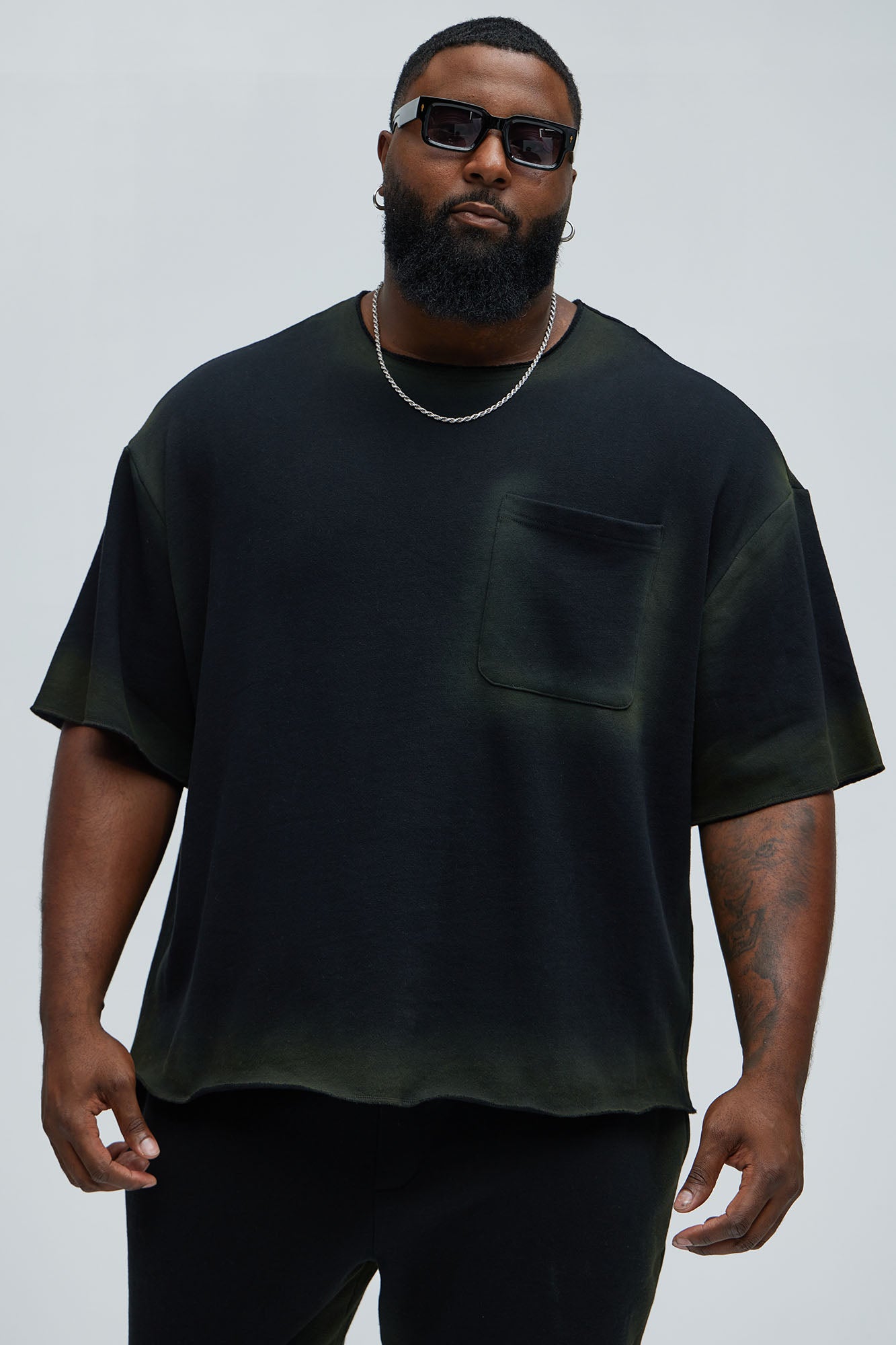 Tyson Blurred Lines Relaxed Fleece Tee - Black