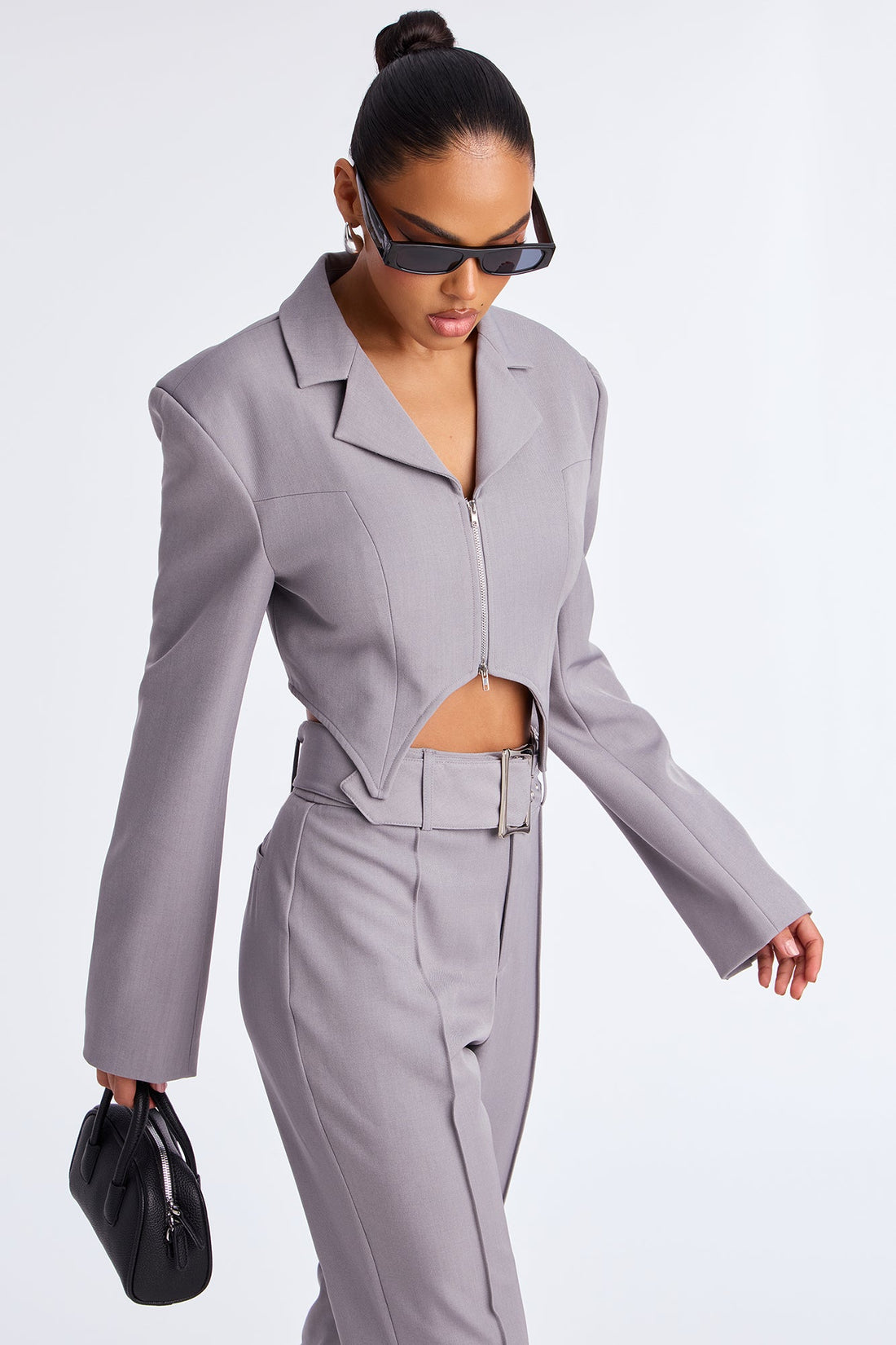Boss Up Blazer Pant Set - Grey