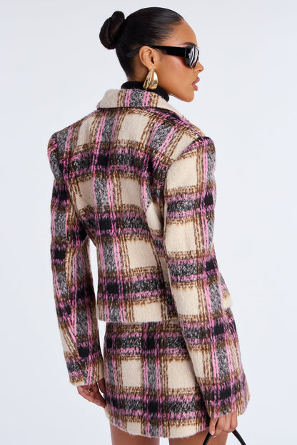 Get A Clue Check Blazer - Pink/combo