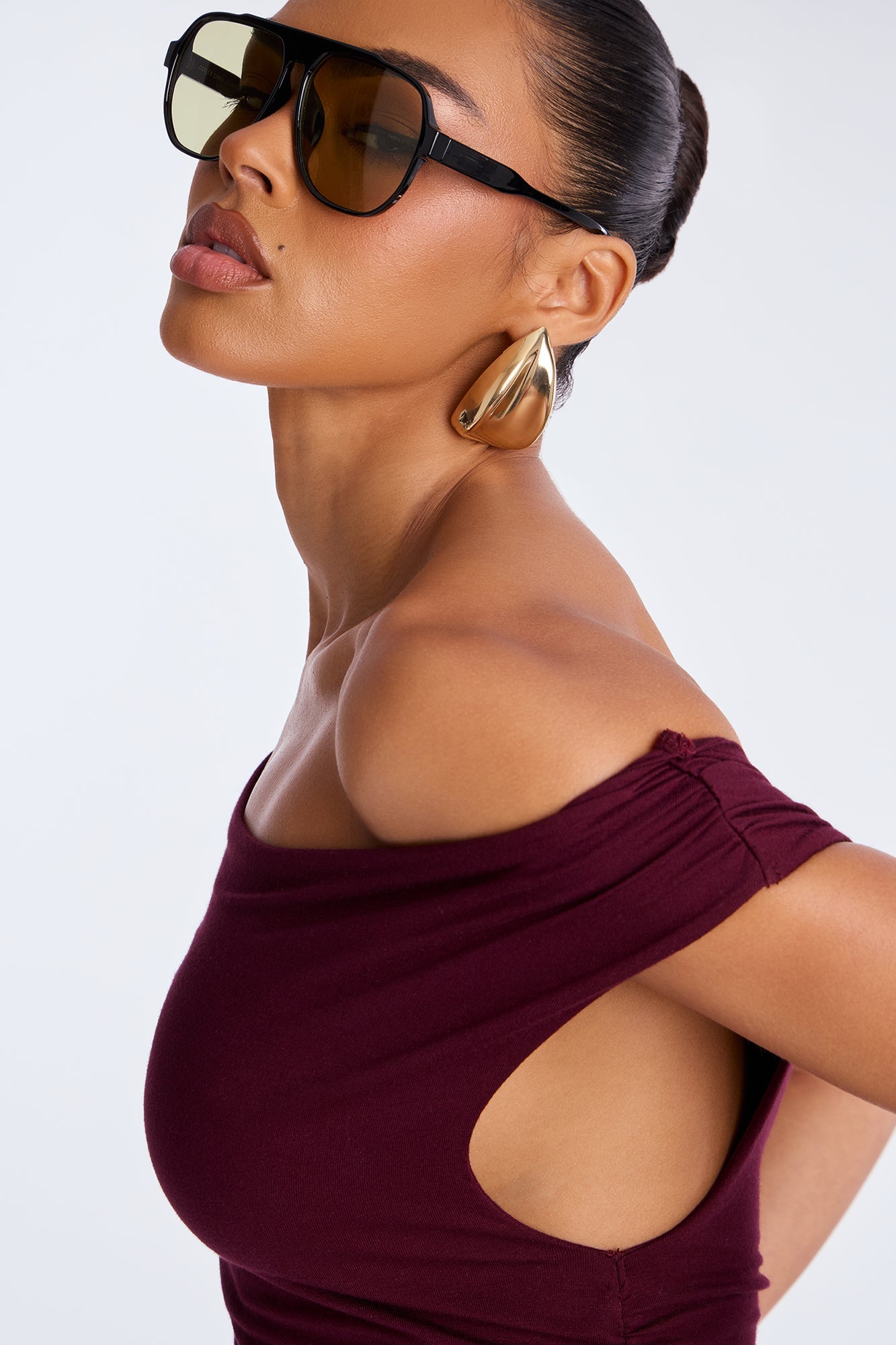 Kylie Off Shoulder Bodysuit - Burgundy