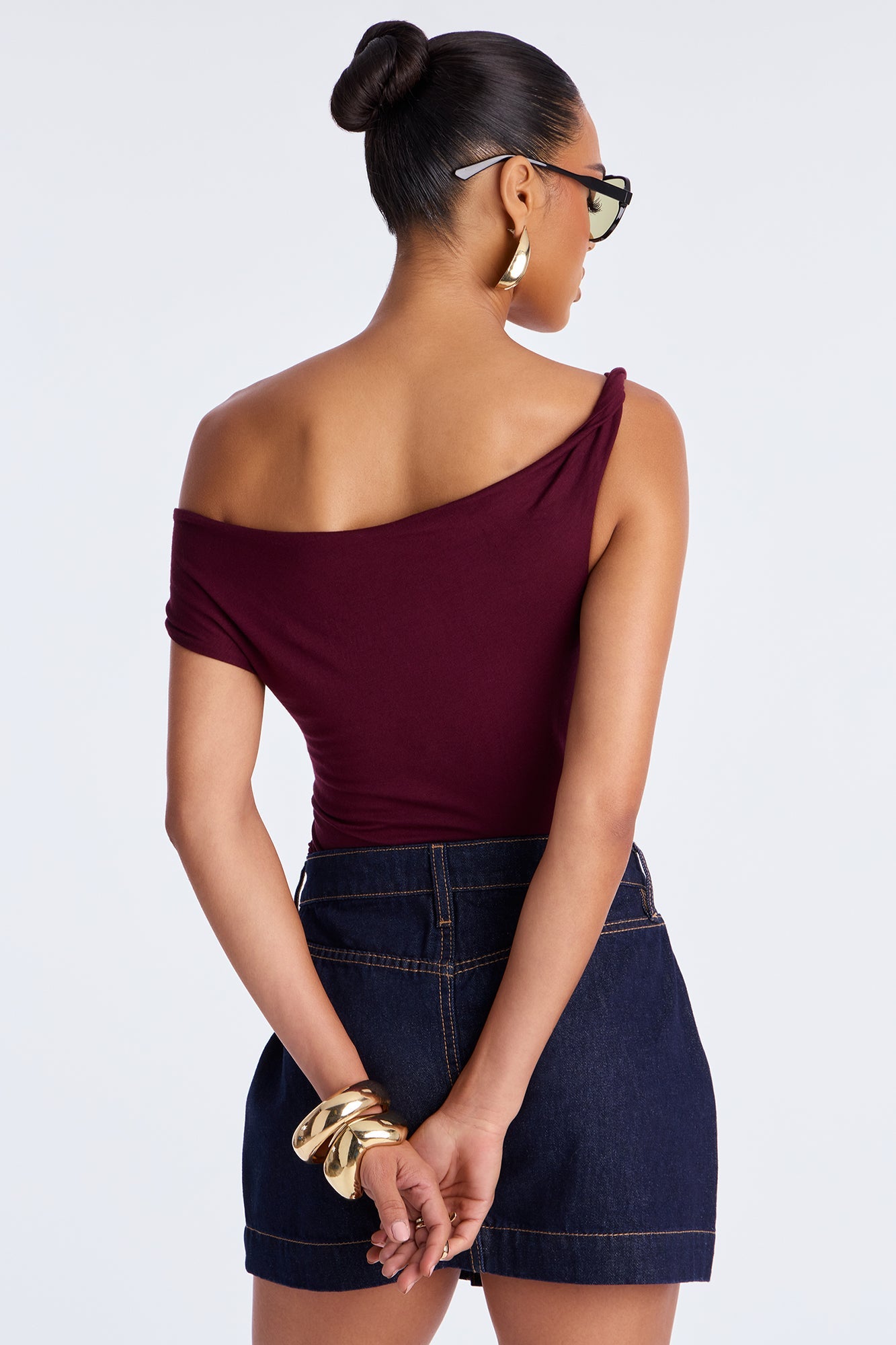 Kylie Off Shoulder Bodysuit - Burgundy