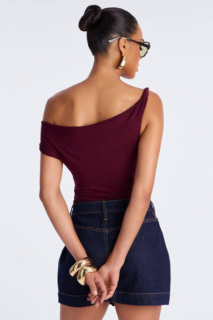 Kylie Off Shoulder Bodysuit - Burgundy