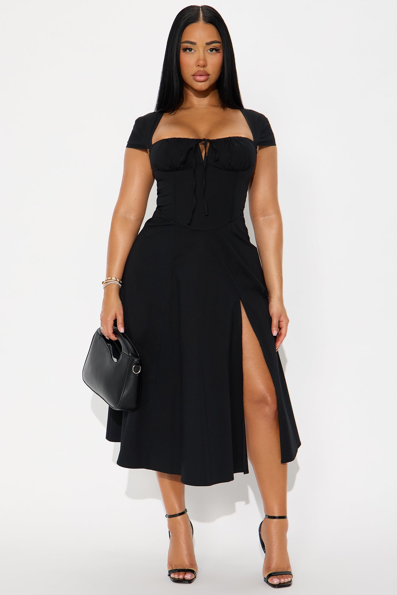 Juniper Cap Sleeve Midi Dress - Black