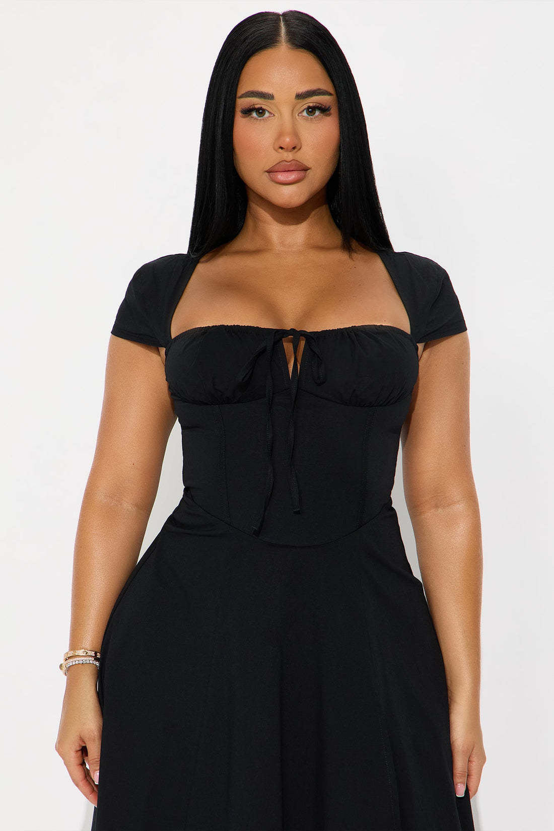 Juniper Cap Sleeve Midi Dress - Black