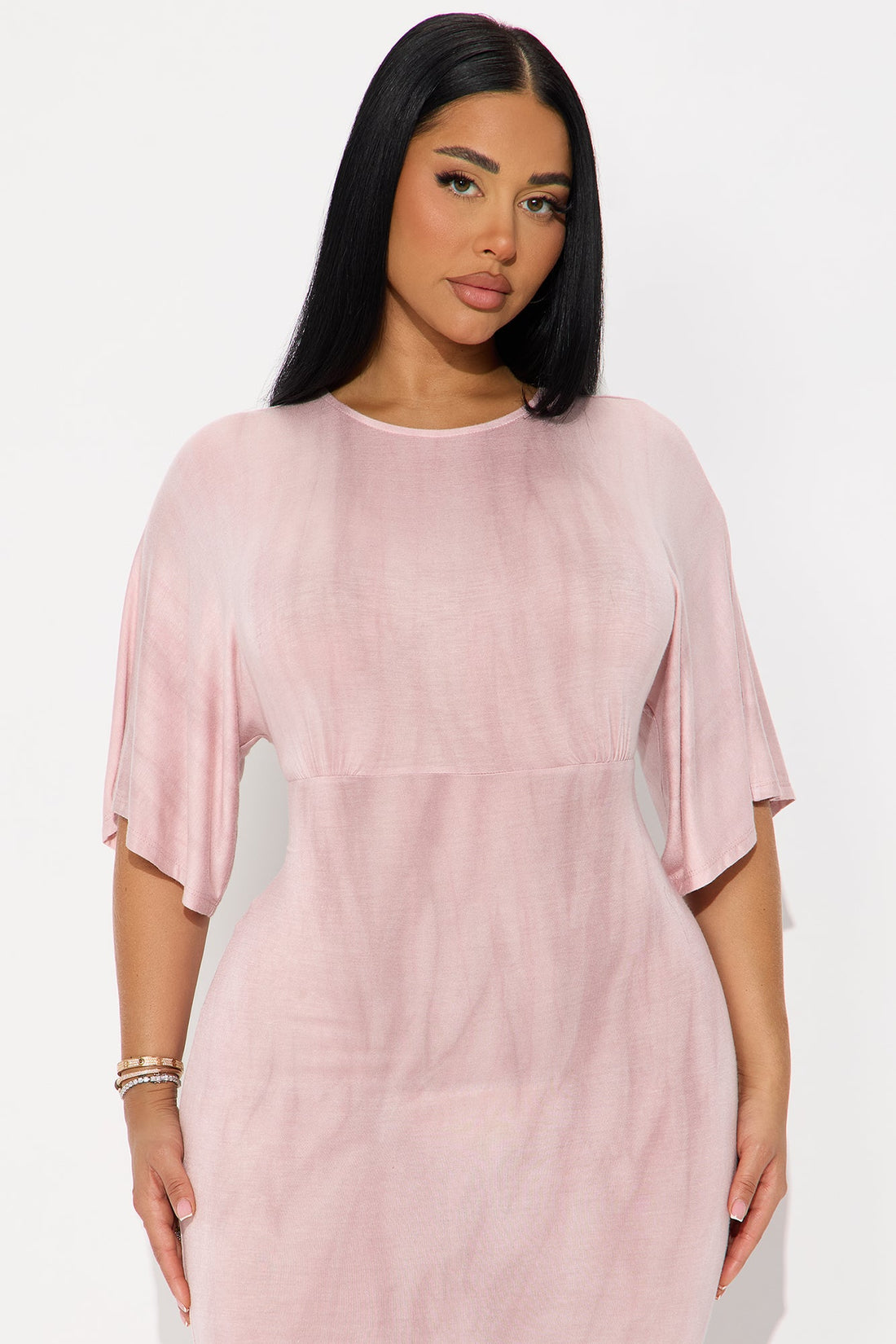 Crystal Tie Dye Midi Dress - Mauve