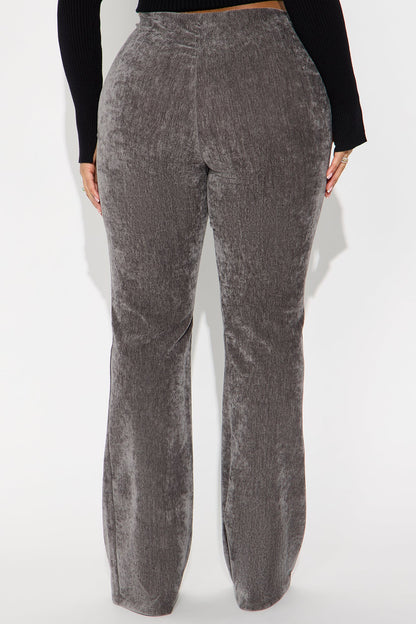 All Gossip High Rise Velvet Wide Leg Pant 33 - Charcoal