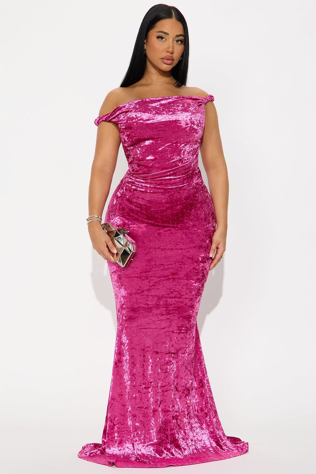 Pure Soul Velvet Maxi Gown - Magenta