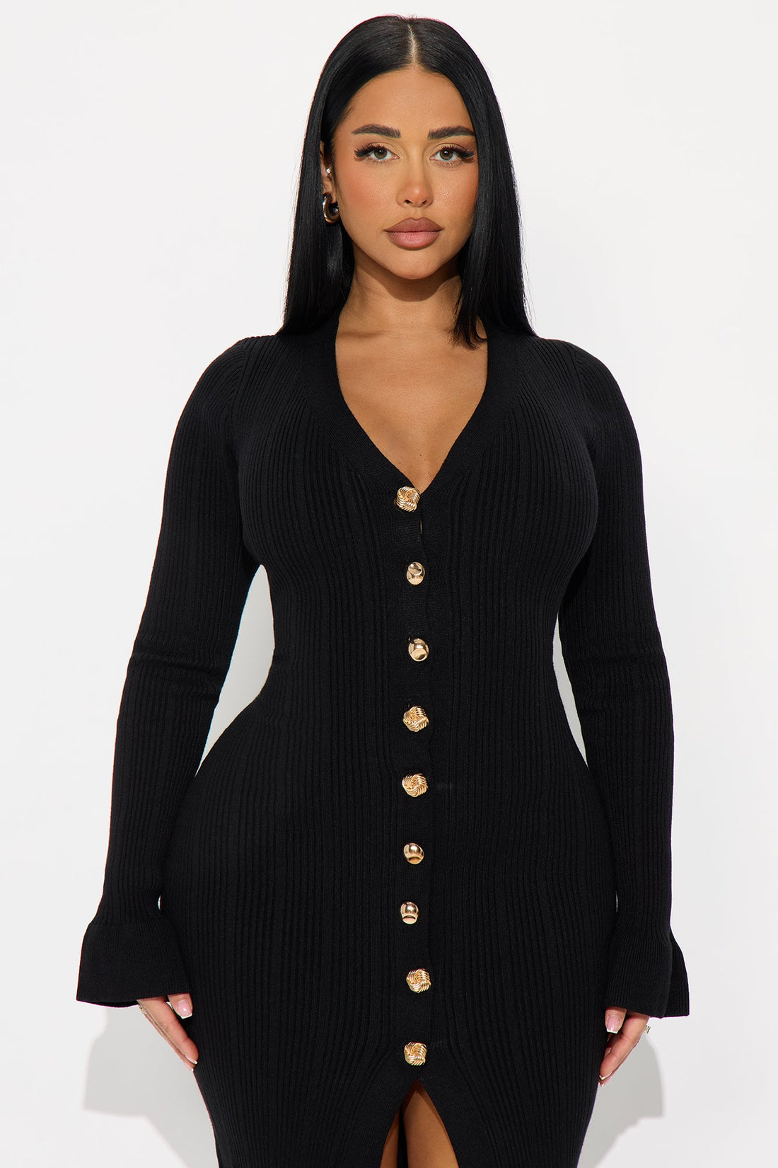 Vanilla Crush Sweater Midi Dress - Black