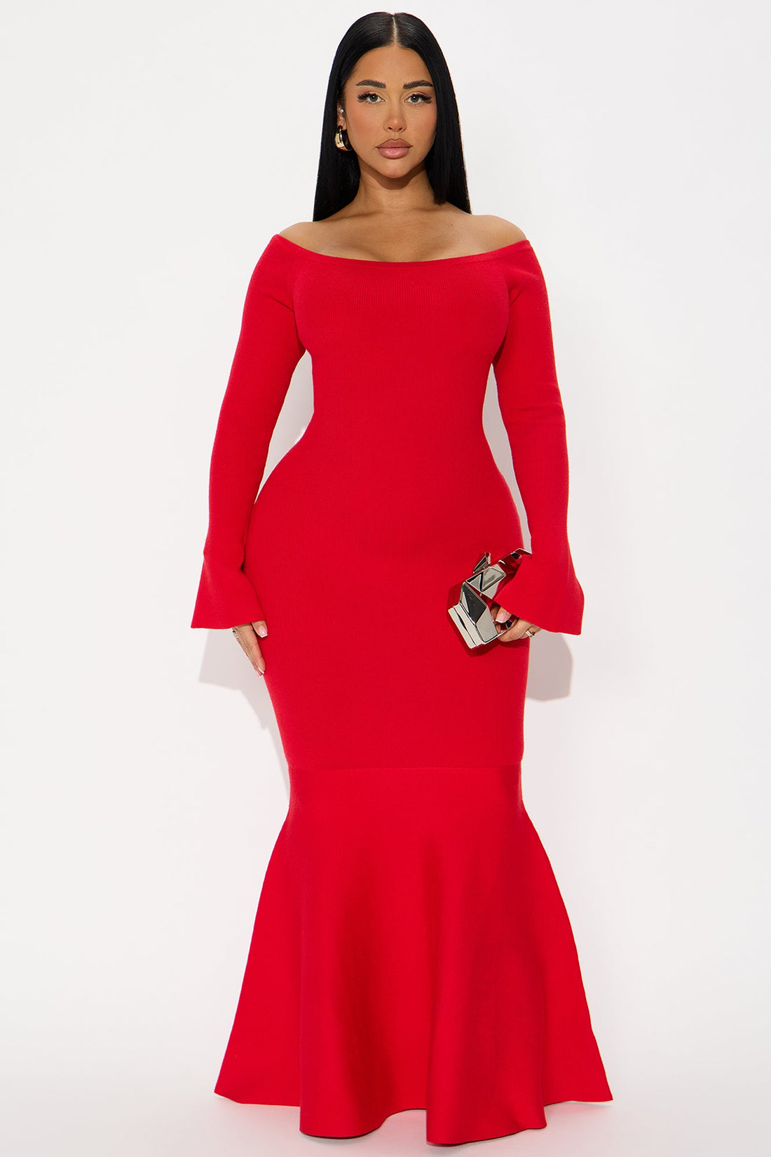 Kaelan Sweater Maxi Dress - Red