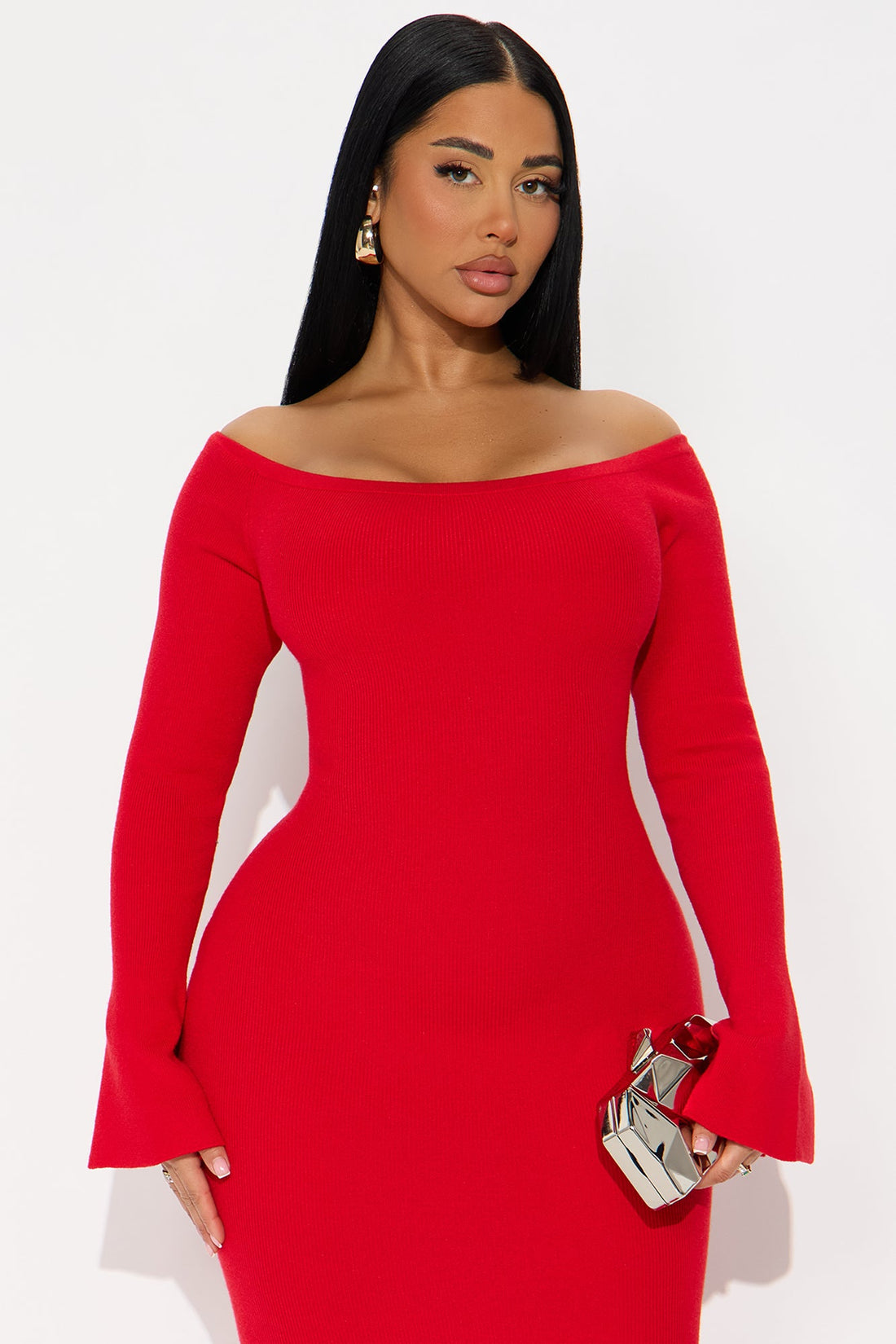 Kaelan Sweater Maxi Dress - Red