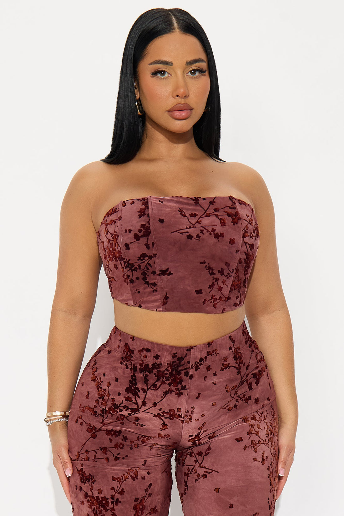 Angelique Corset Pant Set - Burgundy