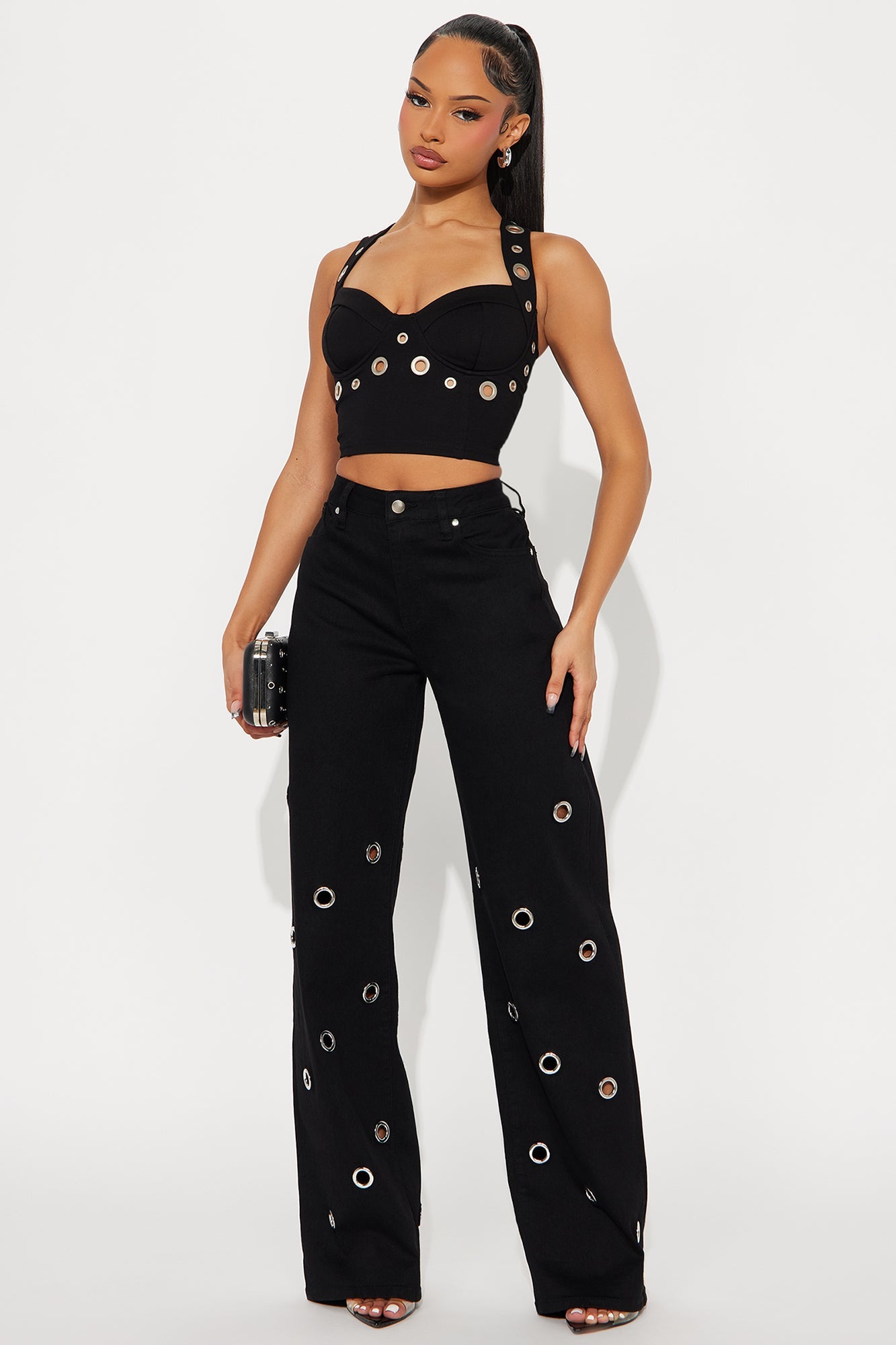 Talking In Circles Wide Leg Pant 34″ - Black