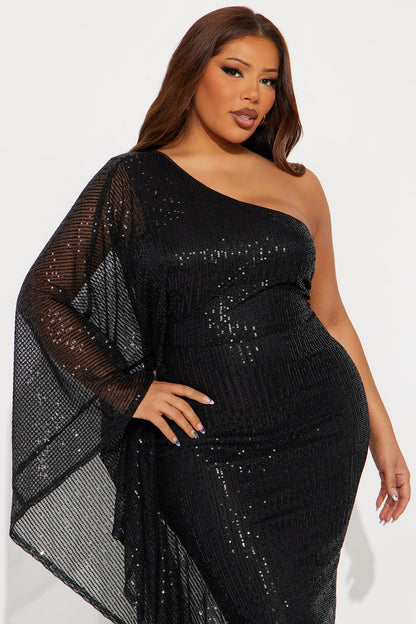Haute Stuff Sequin Maxi Gown - Black
