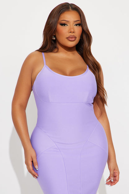 Cute Fur You Bandage Midi Dress - Lilac