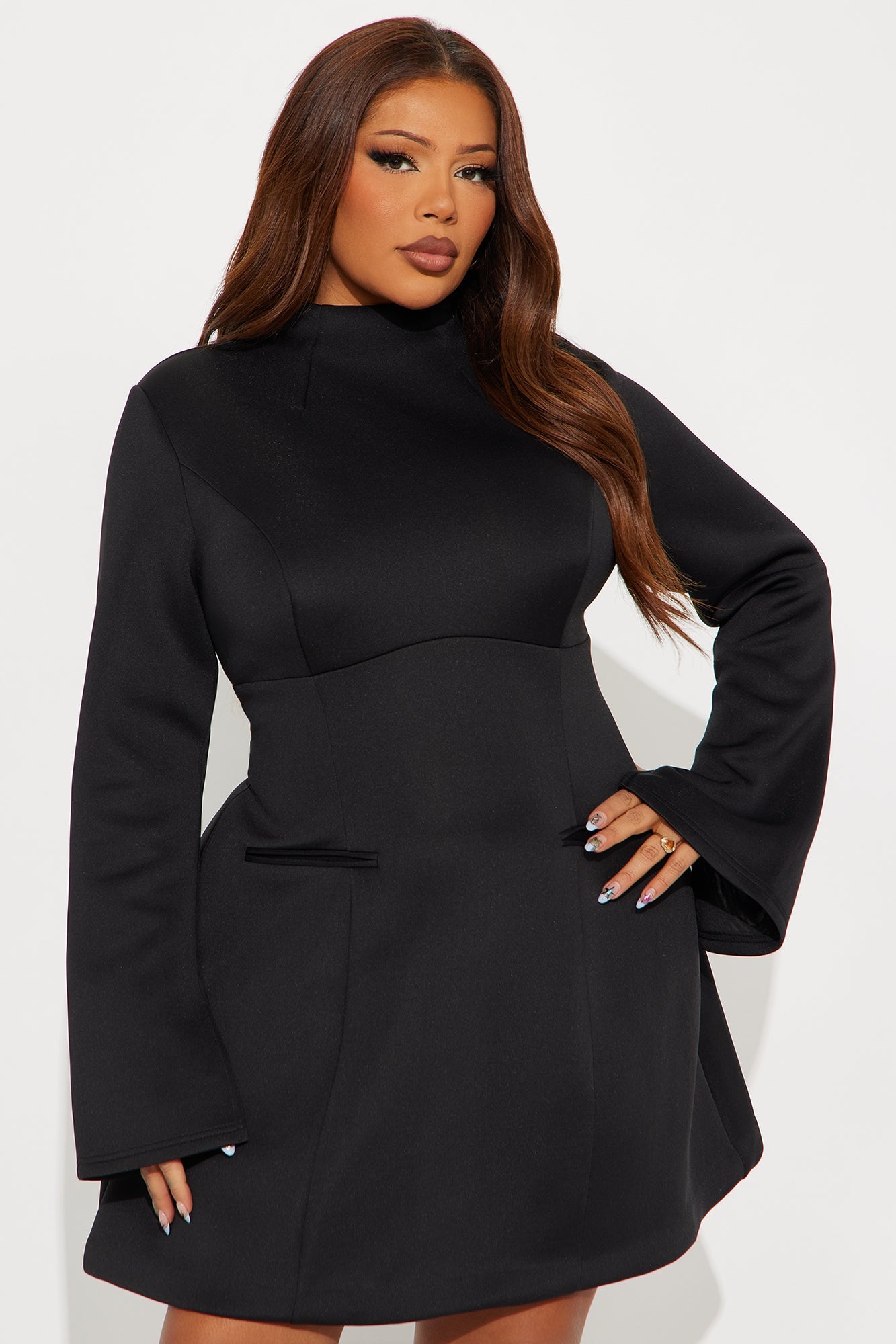 Tall Major Moves Scuba Mini Dress - Black