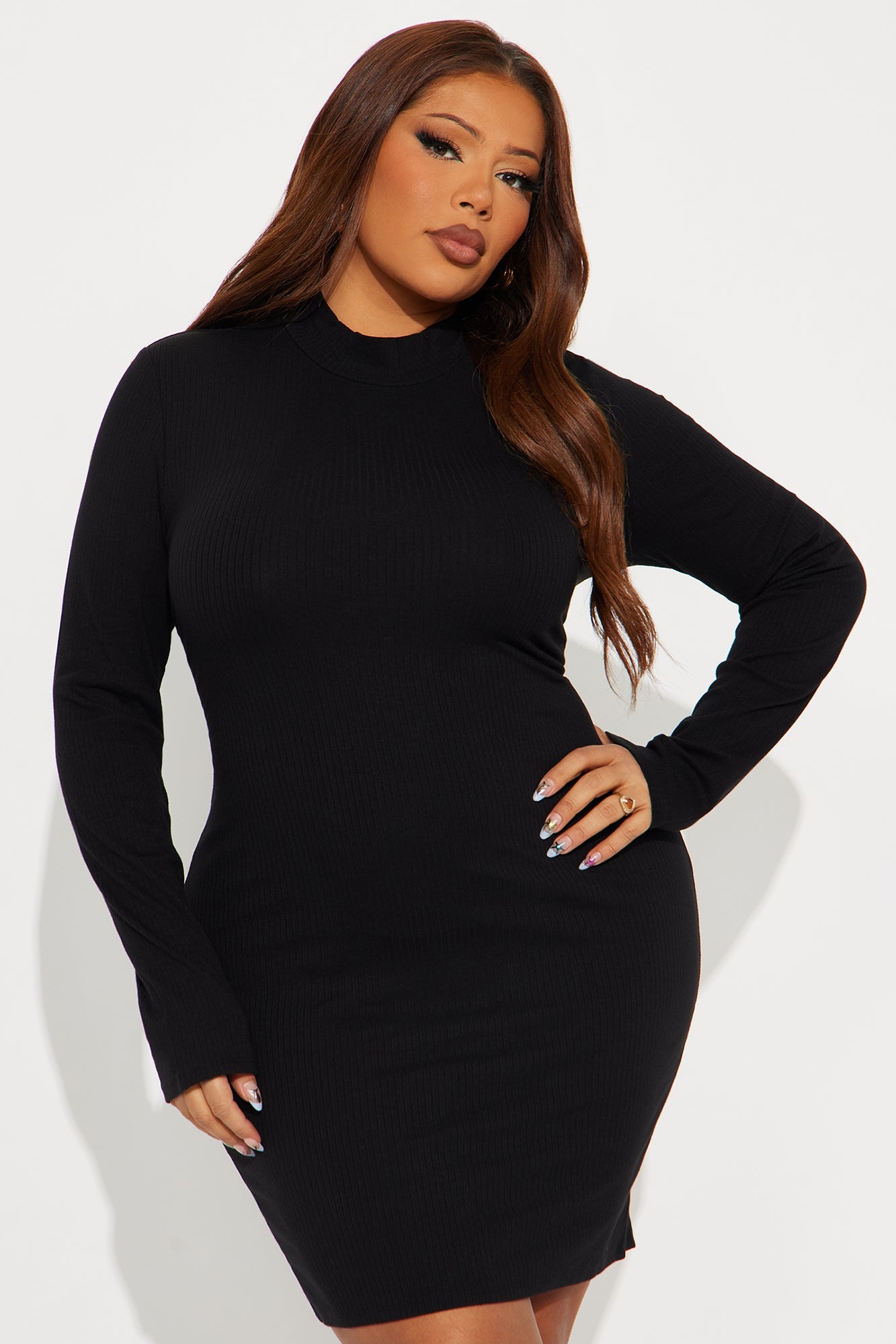 Tall Essential Ribbed Mini Dress - Black