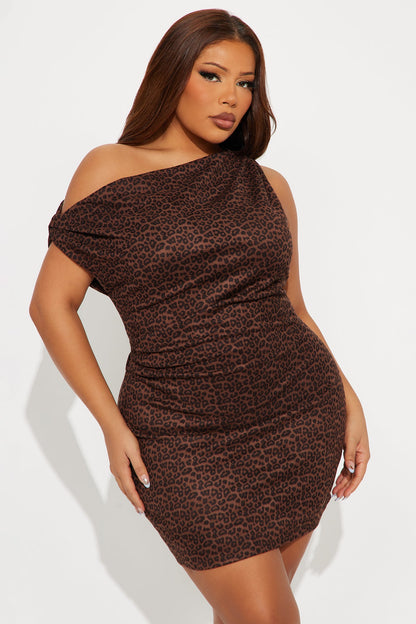 Lydia Leopard Faux Suede Micro Mini Dress - Leopard