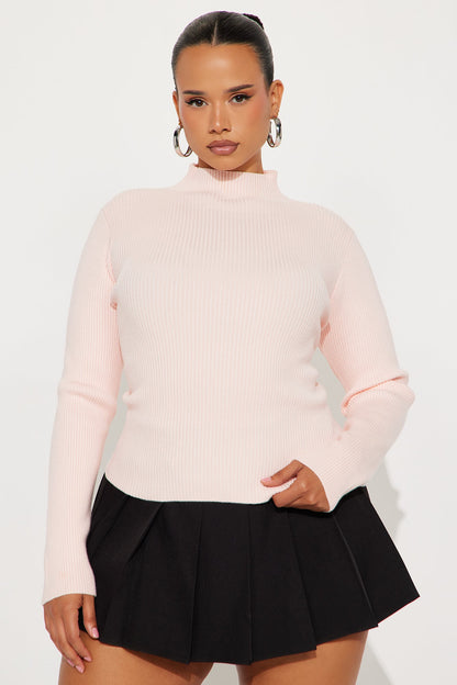 Strapped In Lace Up Sweater Top - Blush