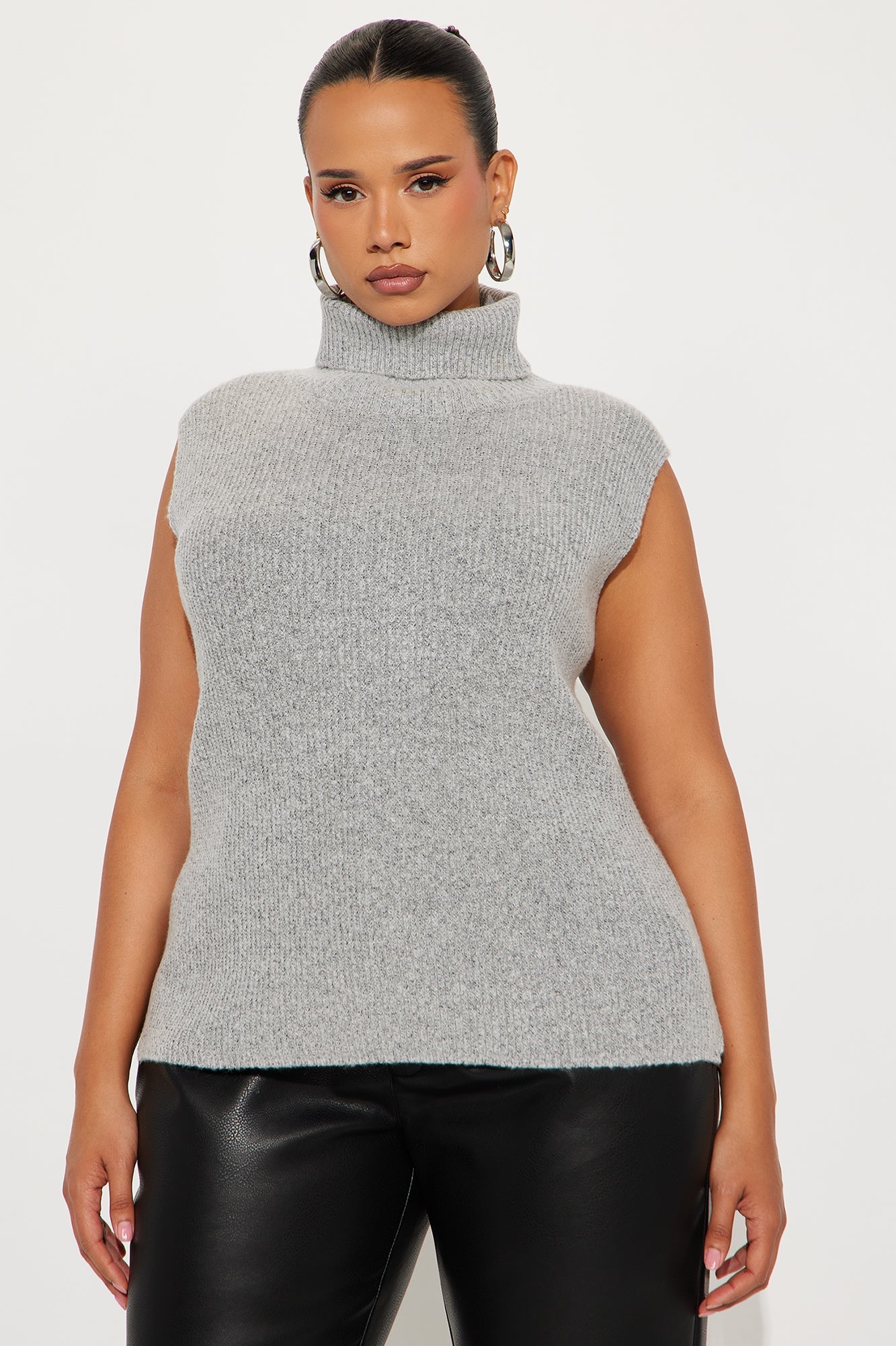 Like A Dime Turtle Neck Sweater - Heather Grey