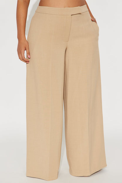 Not On The Checklist Wide Leg Trouser Pant - Khaki