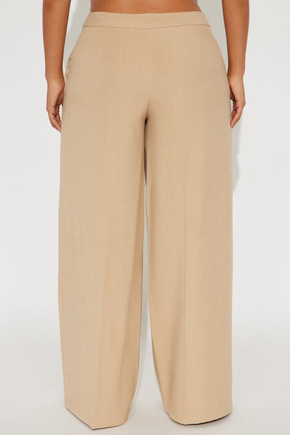 Not On The Checklist Wide Leg Trouser Pant - Khaki