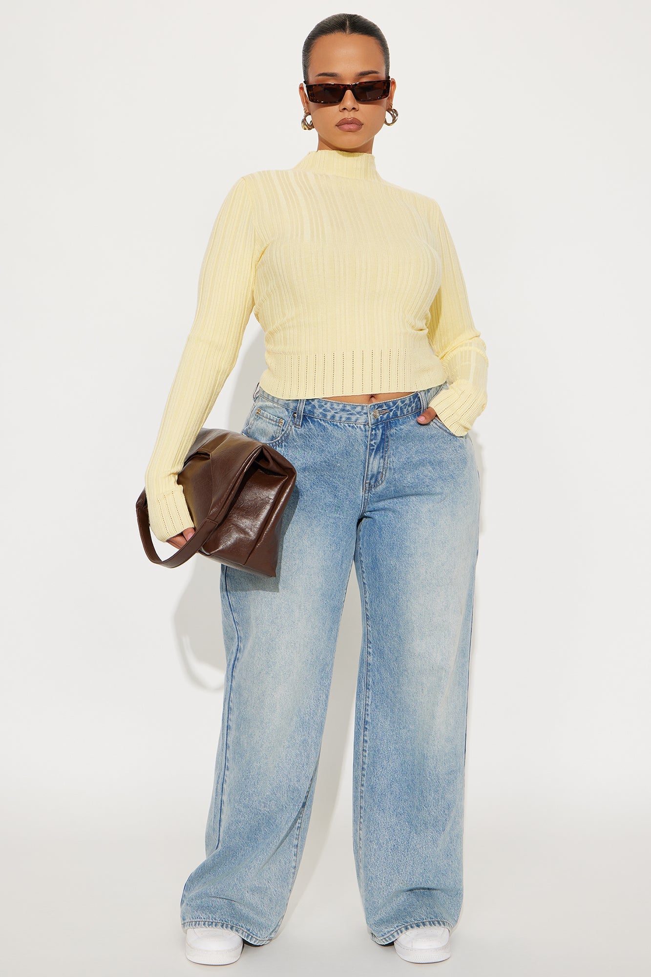 Ellis Mock Neck Sweater Top - Butter Yellow