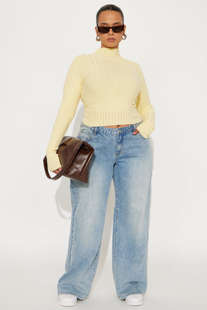 Ellis Mock Neck Sweater Top - Butter Yellow