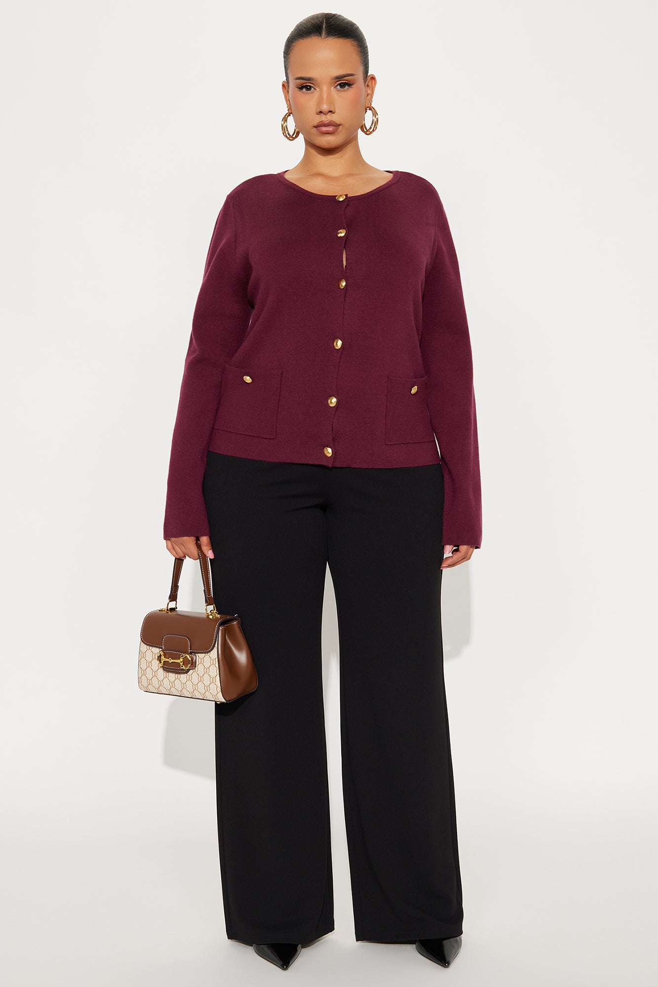 Lindie Hardware Cardigan - Wine