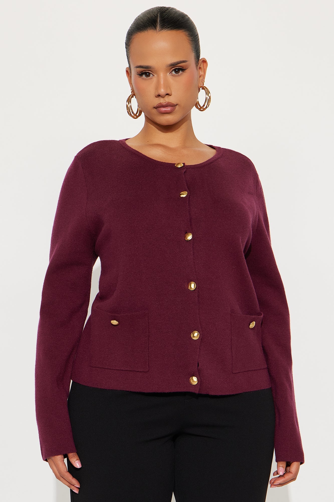 Lindie Hardware Cardigan - Wine